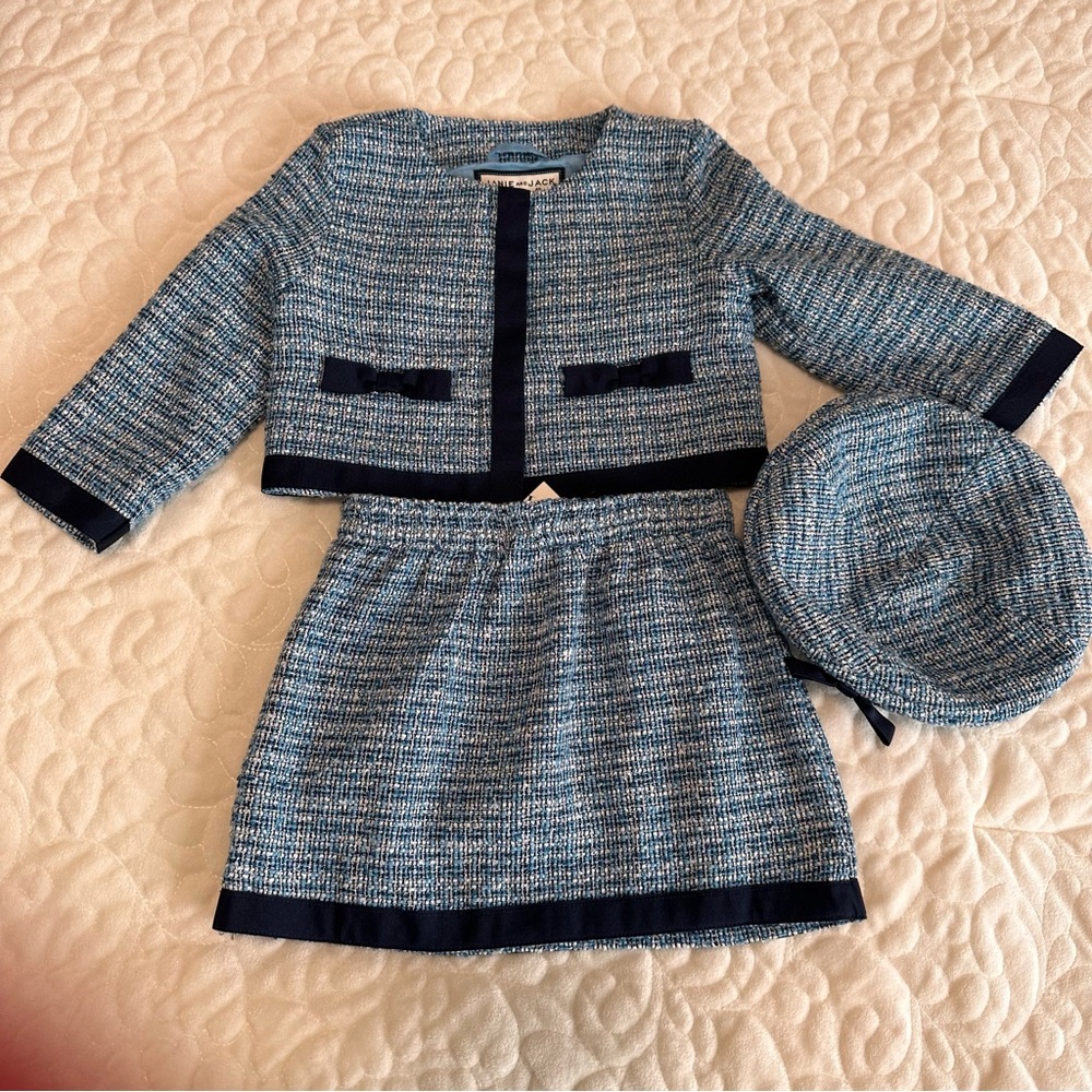 Janie and Jack Blue Tweed Outfit